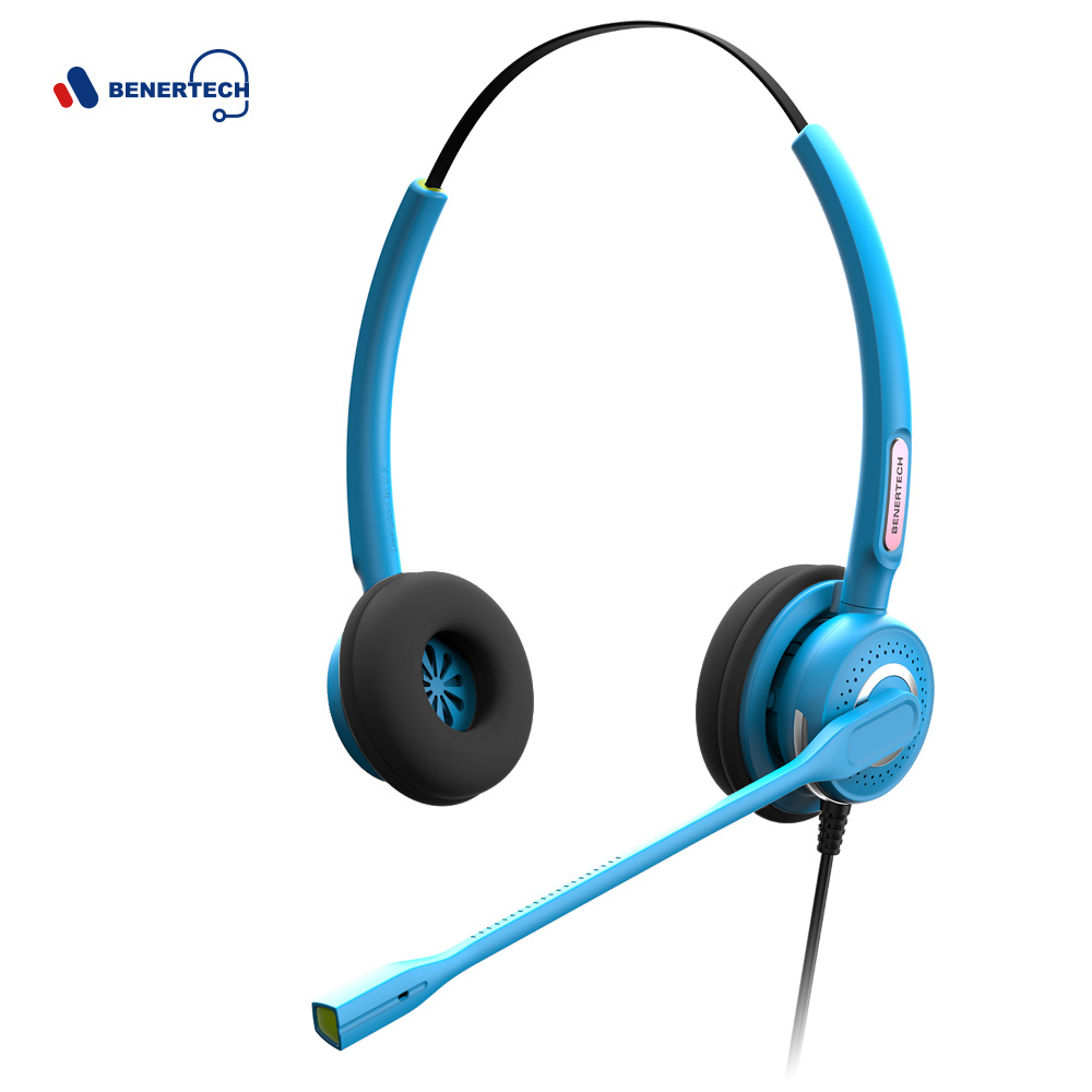 BENERTECH百纳泰科A722-使命蓝-双耳彩色耳麦电话呼叫中心客服耳麦话务耳机