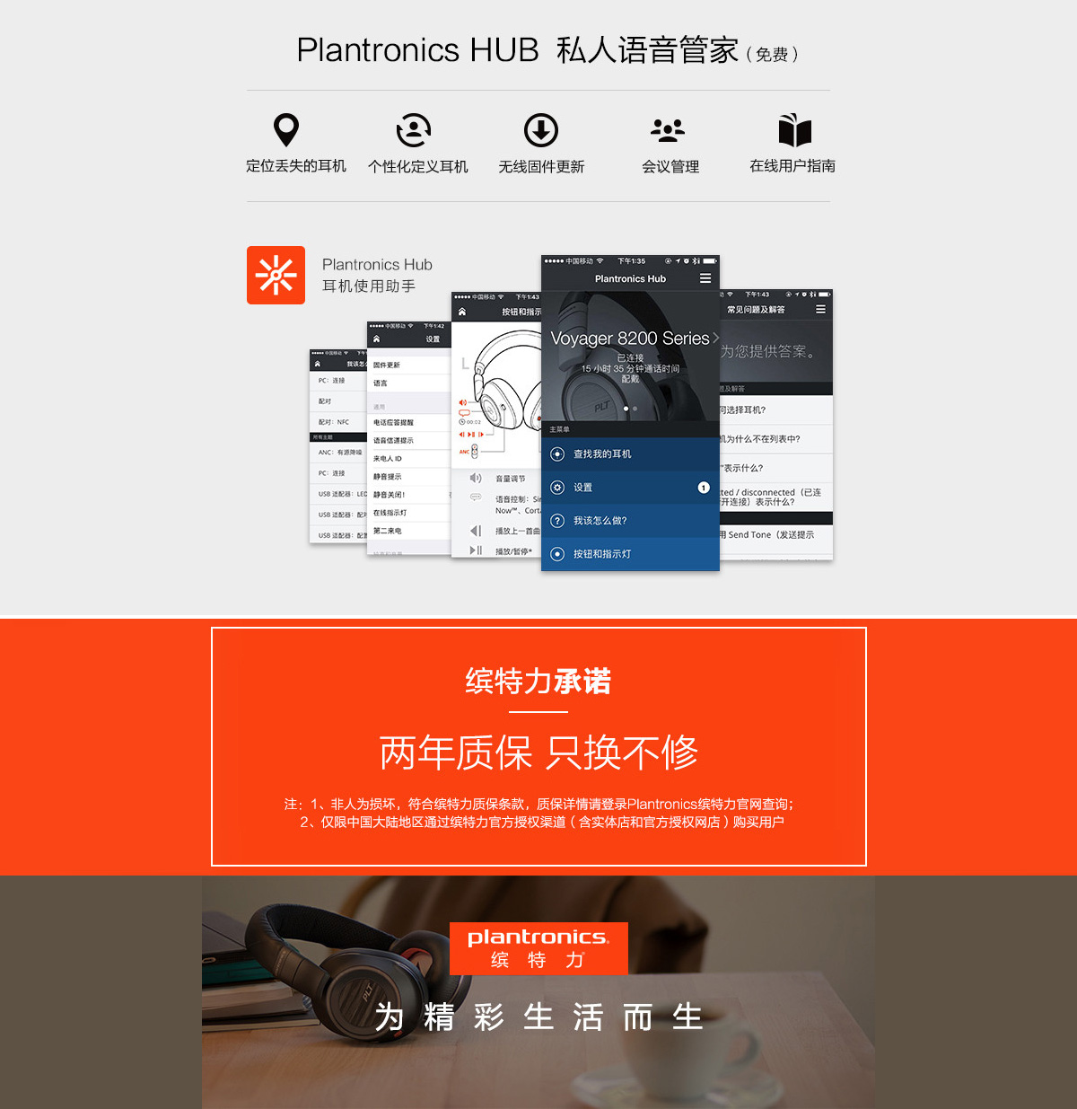 缤特力（Plantronics）8200UC 无线蓝牙办公耳机