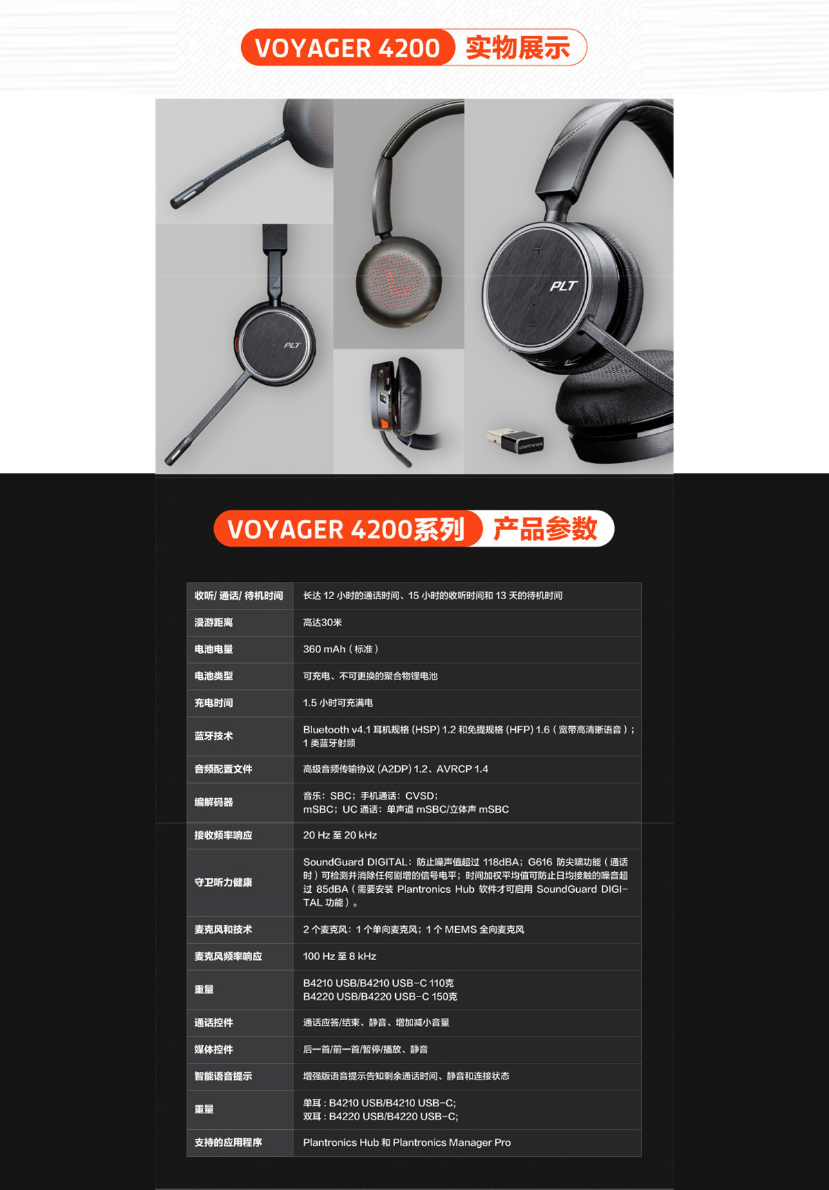 缤特力（Plantronics）B4220头戴式无线蓝牙耳机