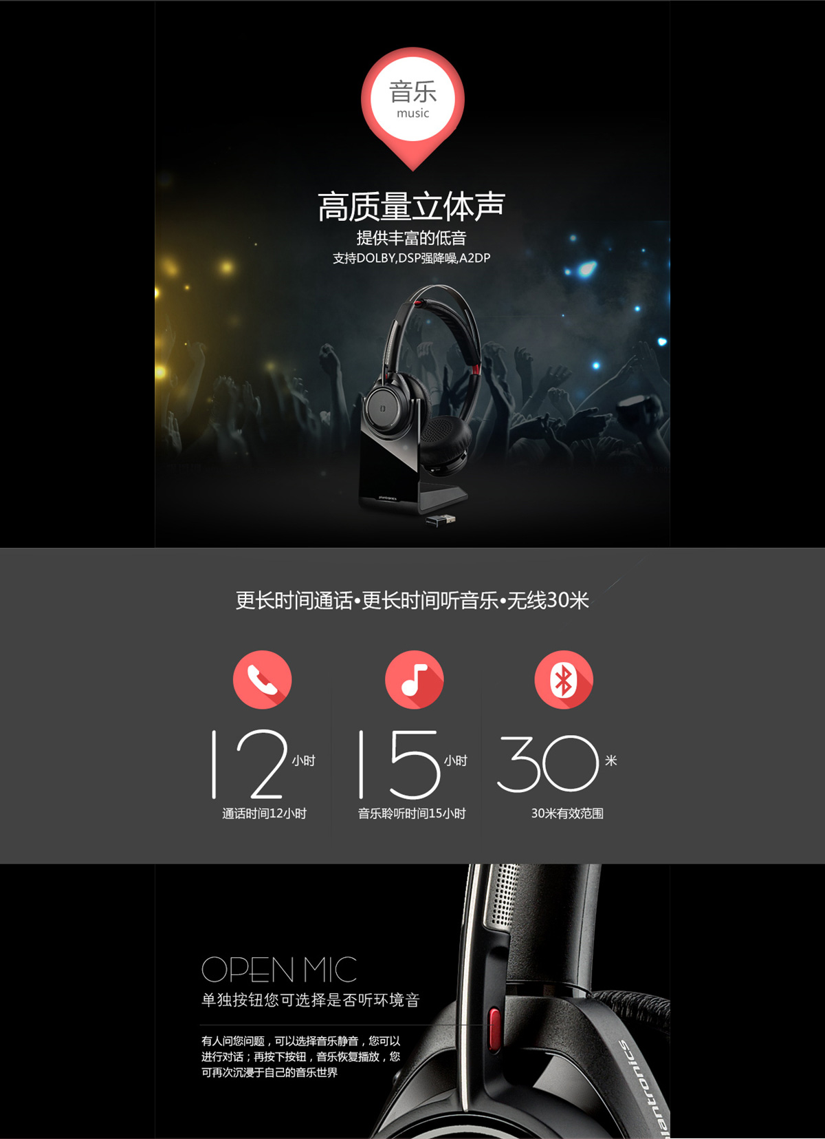 缤特力(Plantronics)B825蓝牙耳机