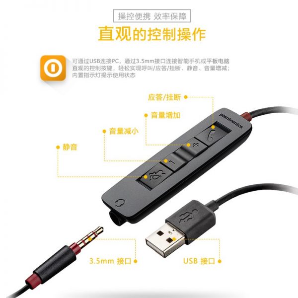 缤特力（Plantronics）C315M 线控宽频降噪耳机耳麦