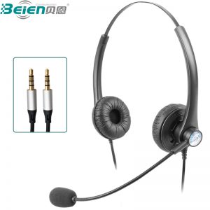贝恩（Beien） BP100D 3.5双插头/接台式电脑 客服耳机话务头戴式电销呼叫中心手机笔记本英语听力防噪音耳机耳麦